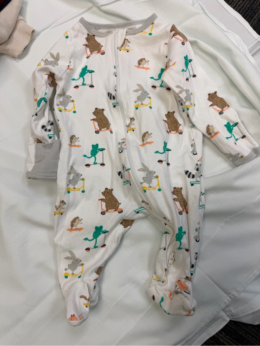 wonder nation White Footed Pajamas with Multicolor Woodland Scooter Print